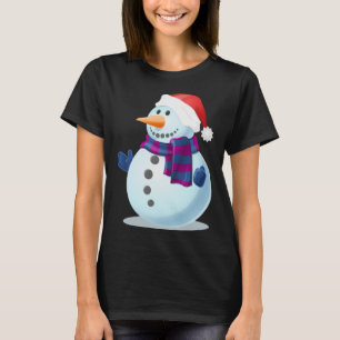 Schneemann mit Weihnachtsmannmütze T-Shirt