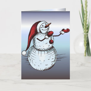 Schneemann mit Weihnachtsmannmütze und Karottennas Feiertagskarte