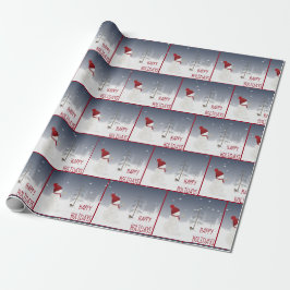 Schneemann mit Weihnachtsstern Geschenkpapier