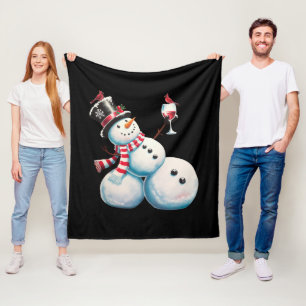 Schneemann mit Wein Weihnachten Lustiges Weihnacht Fleecedecke