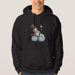 Schneemann mit Wein Weihnachten Lustiges Weihnacht Hoodie