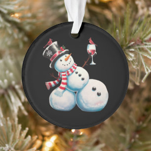 Schneemann mit Wein Weihnachten Lustiges Weihnacht Ornament