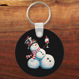 Schneemann mit Wein Weihnachten Lustiges Weihnacht Schlüsselanhänger