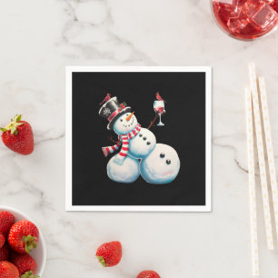 Schneemann mit Wein Weihnachten Lustiges Weihnacht Serviette