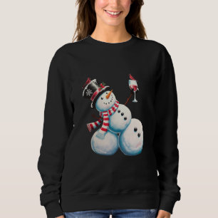 Schneemann mit Wein Weihnachten Lustiges Weihnacht Sweatshirt
