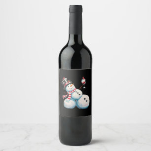 Schneemann mit Wein Weihnachten Lustiges Weihnacht Weinetikett