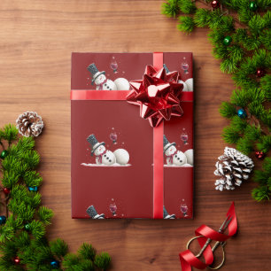 Schneemann mit Wein Weihnachtsgeschenk Xmas Feiert Geschenkpapier