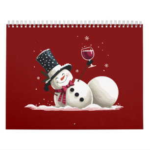 Schneemann mit Wein Weihnachtsgeschenk Xmas Feiert Kalender