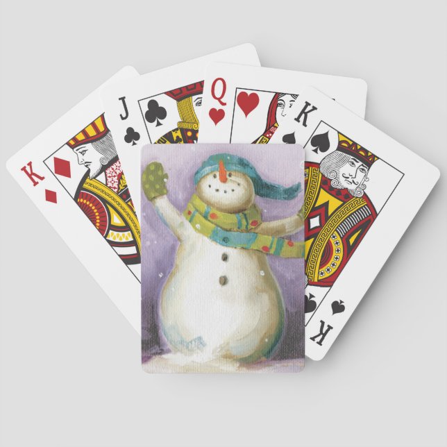 Schneemann mit Winter-Handschuhen Spielkarten (Rückseite)
