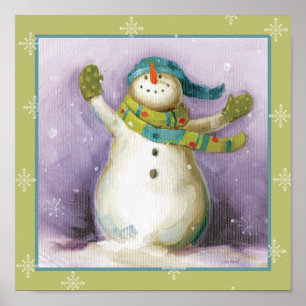 Schneemann mit Winter Mittens Poster