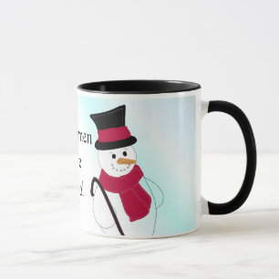 Schneemann mit Zylinder und Spazierstock Tasse