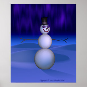 Schneemann nachts poster