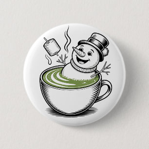 Schneemann nimmt Badewanne an Macha Weihnachten Button