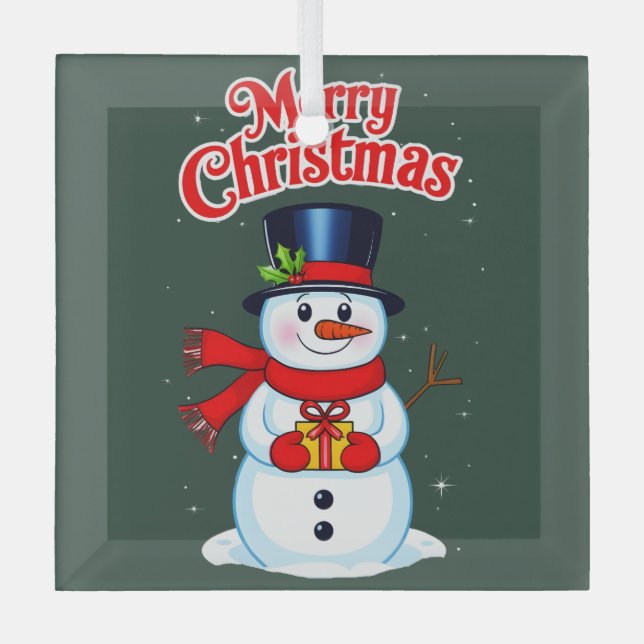 Schneemann Ornament Aus Glas (Vorderseite)