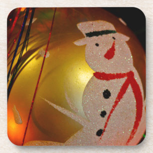Schneemann-Ornament mit Frost-Effekt Getränkeuntersetzer