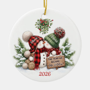 Schneemann-Paar 1. Weihnachten Herr Frau Ornament