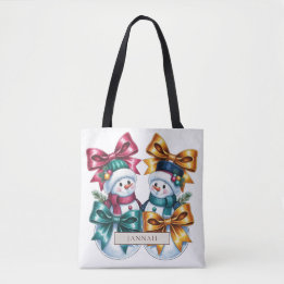 Schneemann-Paar Rosa Gold Türkis Schleifen Weihnac