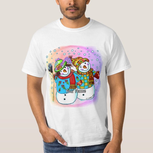 Schneemann-Paar  T-Shirt (Vorderseite)