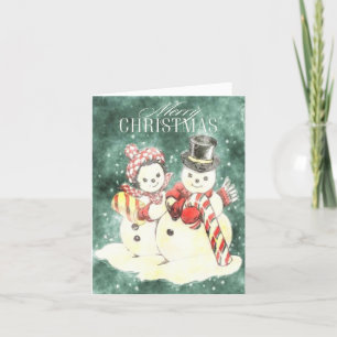 Schneemann-Paar-Weihnachtskarte Dankeskarte