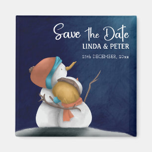 Schneemann-Paar Winterhochzeit Save-the-Date-Karte Magnet