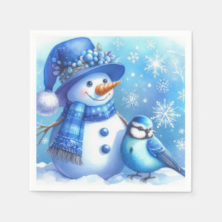 Schneemann-Papier-Tischdecke Serviette