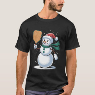 Schneemann-Pickleball-Spieler-Weihnachts-Paddle fü T-Shirt