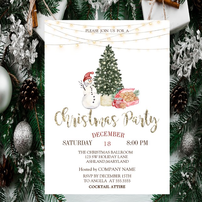 Schneemann, Pine Tree, Kekse Weihnachtsgebäck Part Einladung (Von Creator hochgeladen)