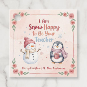 Schneemann Pinguin Schnee Glücklicher Lehrer Weihn Geschenkanhänger