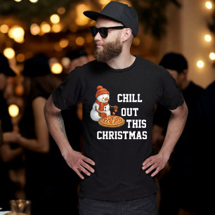 Schneemann-Pizza-Weihnachten T-Shirt