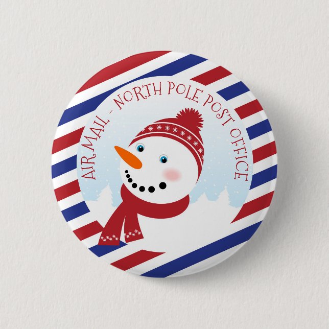 Schneemann-Postamt-Button Button (Vorderseite)