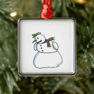 Schneemann Premium-Ornament quadratisch Ornament Aus Metall