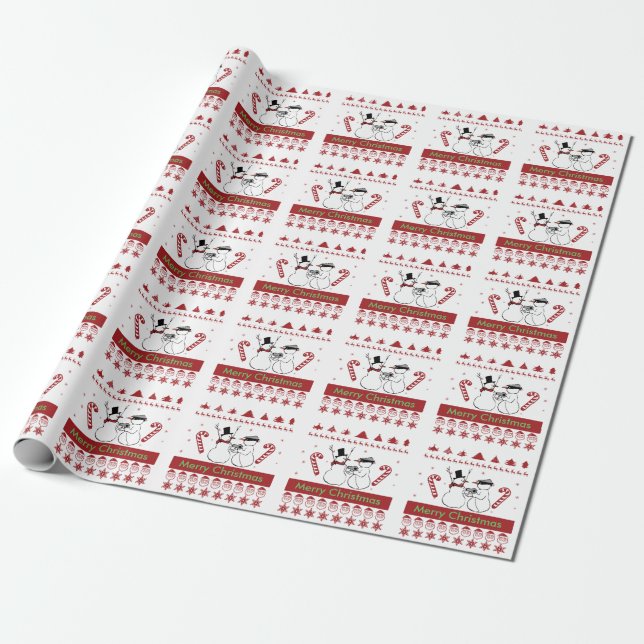 Schneemann-Raub-frohe Weihnachten oder irgendein Geschenkpapier (Ungerollt)