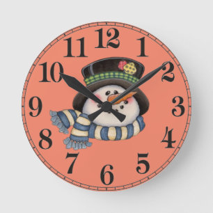 Schneemann runde wanduhr