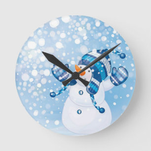 Schneemann Runde Wanduhr
