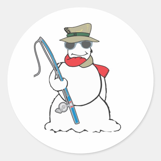 Schneemann Runder Aufkleber (Vorderseite)