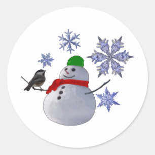 Schneemann Runder Aufkleber