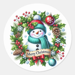 Schneemann Runder Aufkleber
