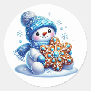 Schneemann Runder Aufkleber