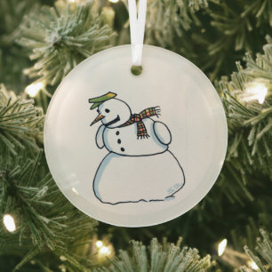 Schneemann runder Glas-Schmuck Ornament Aus Glas