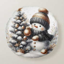 Schneemann Rundes Kissen