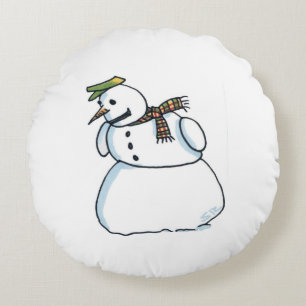 Schneemann rundes Poly Kissen