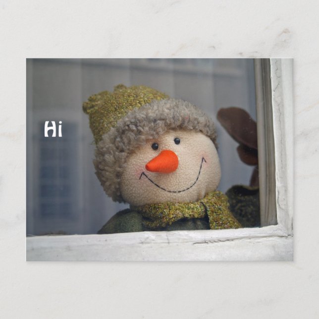 Schneemann sagt "hi" postkarte (Vorderseite)