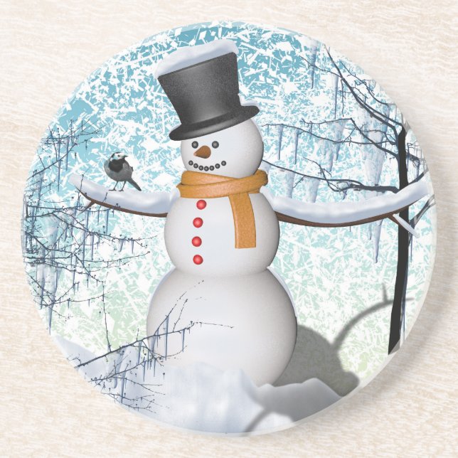 Schneemann Sandstein Untersetzer (Vorne)