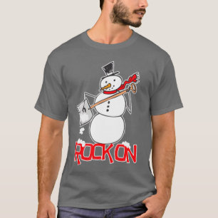 Schneemann Schaufel Schnee Lustig Rockt Luftgitarr T-Shirt