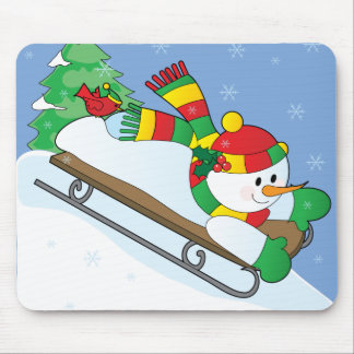 Schneemann-Schlitten Mousepad