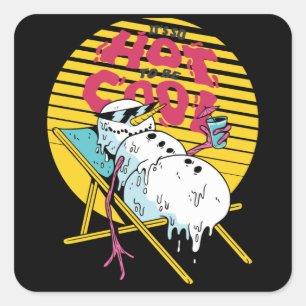 Schneemann schmelzen So heiß, um cool zu sein Quadratischer Aufkleber