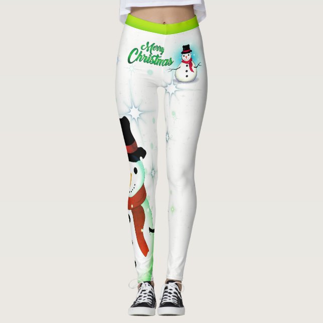 Schneemann / Schneeflocke / Weißes Weihnachtsfest  Leggings (Vorderseite)