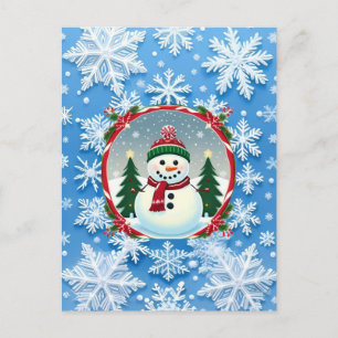 Schneemann Schneeflocke Winter Magie Festlich Weih Postkarte