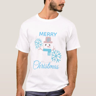 Schneemann-Schneeflocken Rosa Blau T-Shirt
