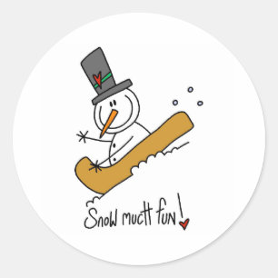 Schneemann Schneefreude Runder Aufkleber